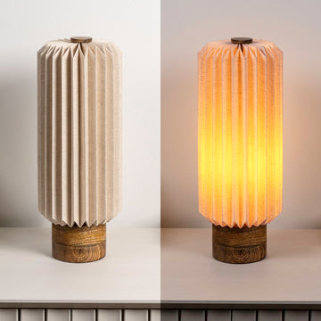 Banks 15.75" Modern Minimalist Paper Pleated Column Accent LED Table Lamp